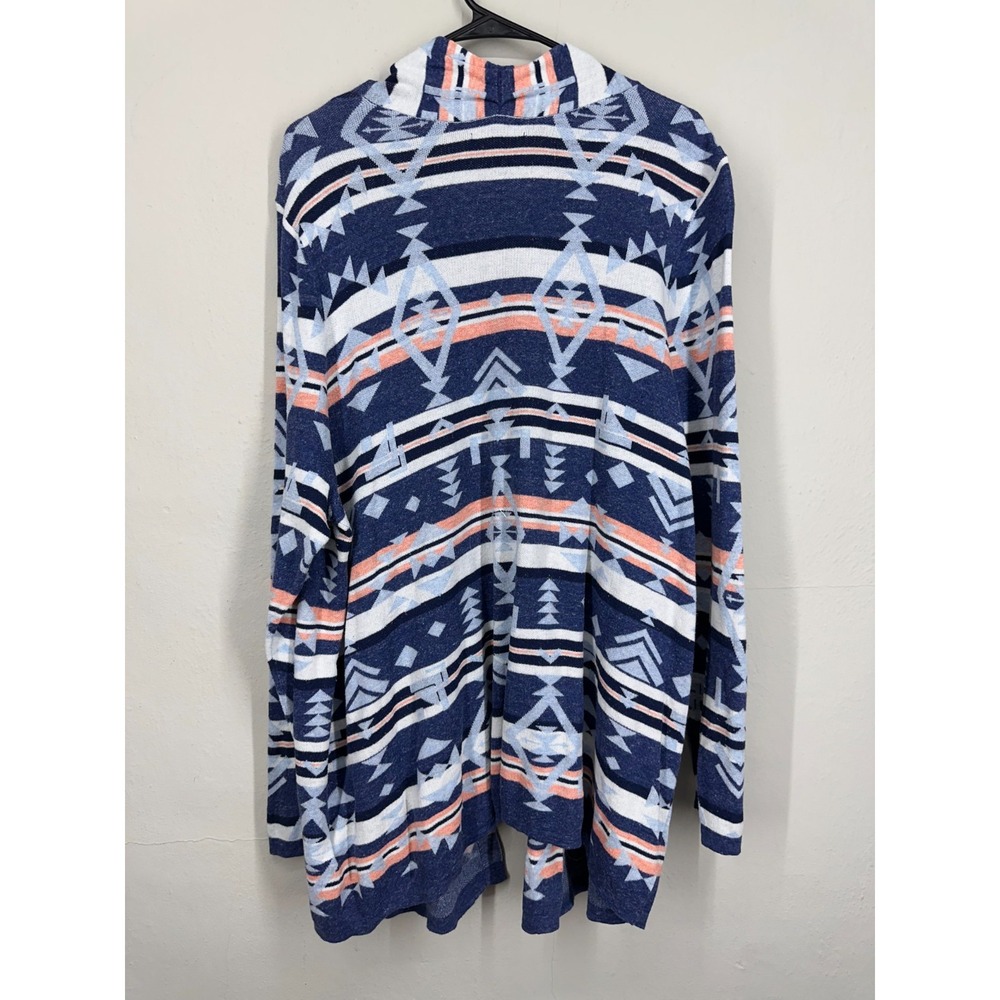 Lands' End Cardigan Womens 2X Multi Southwestern Native Lightweight Open Front - Picture 11 of 12
